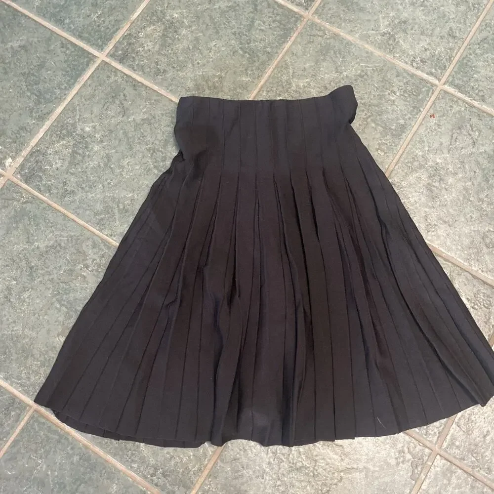 C22 Ascollection Women's Size M Solid Pleated Midi Skirt Black NWT